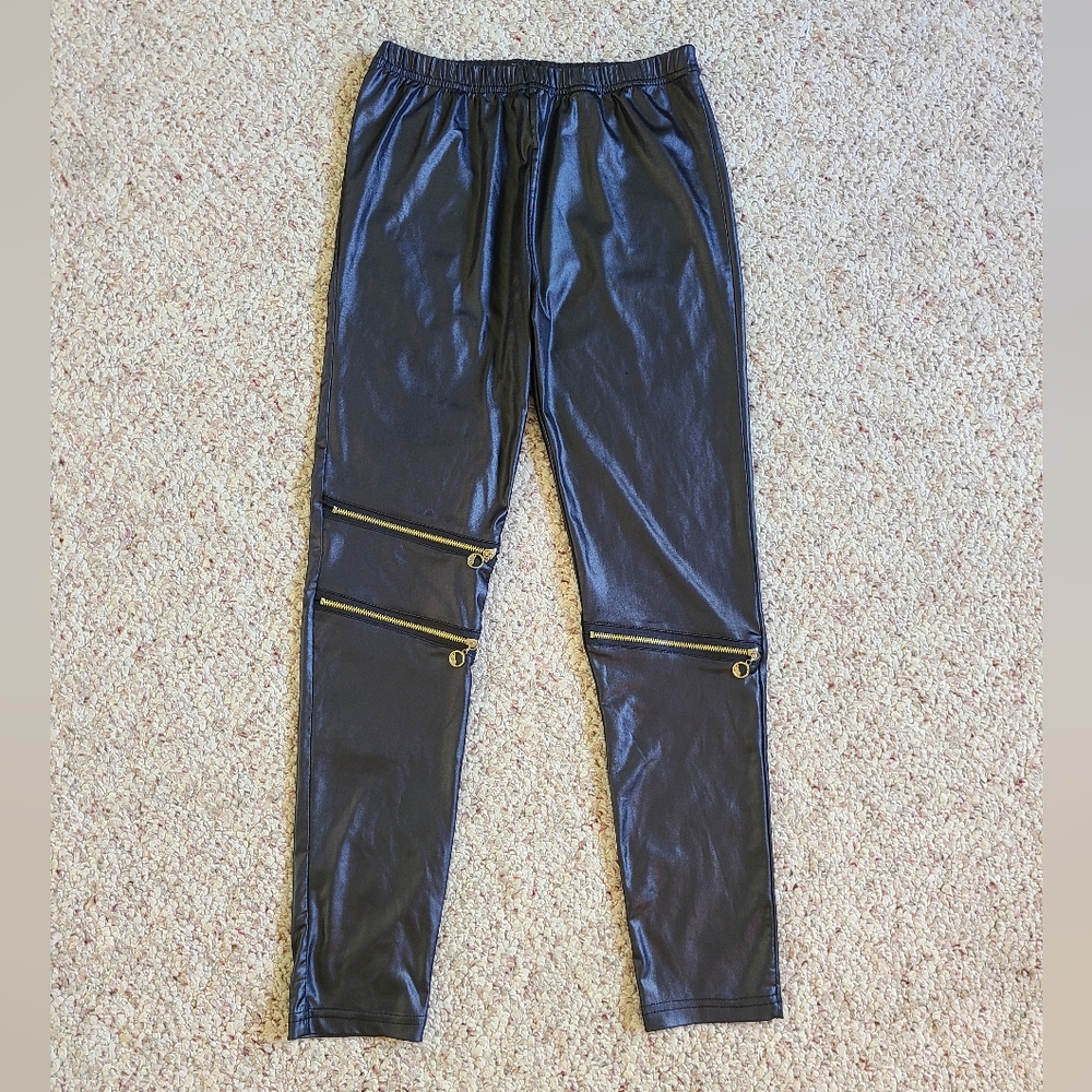 Riviera Faux Leather Moto Zip Leggings Size S/M